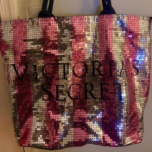 Victoria's Secret Pink and Silver Sequin Tote